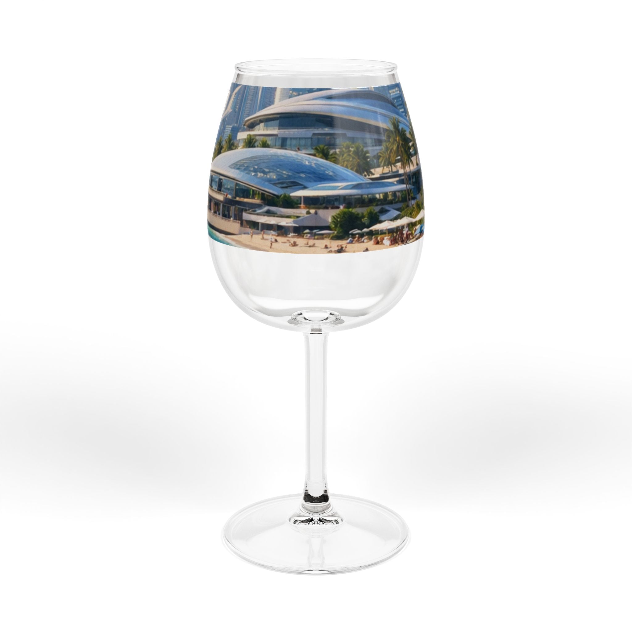 Coastal Harbor 12oz Wine Glass — Scenic Seaside Landscape Stemware