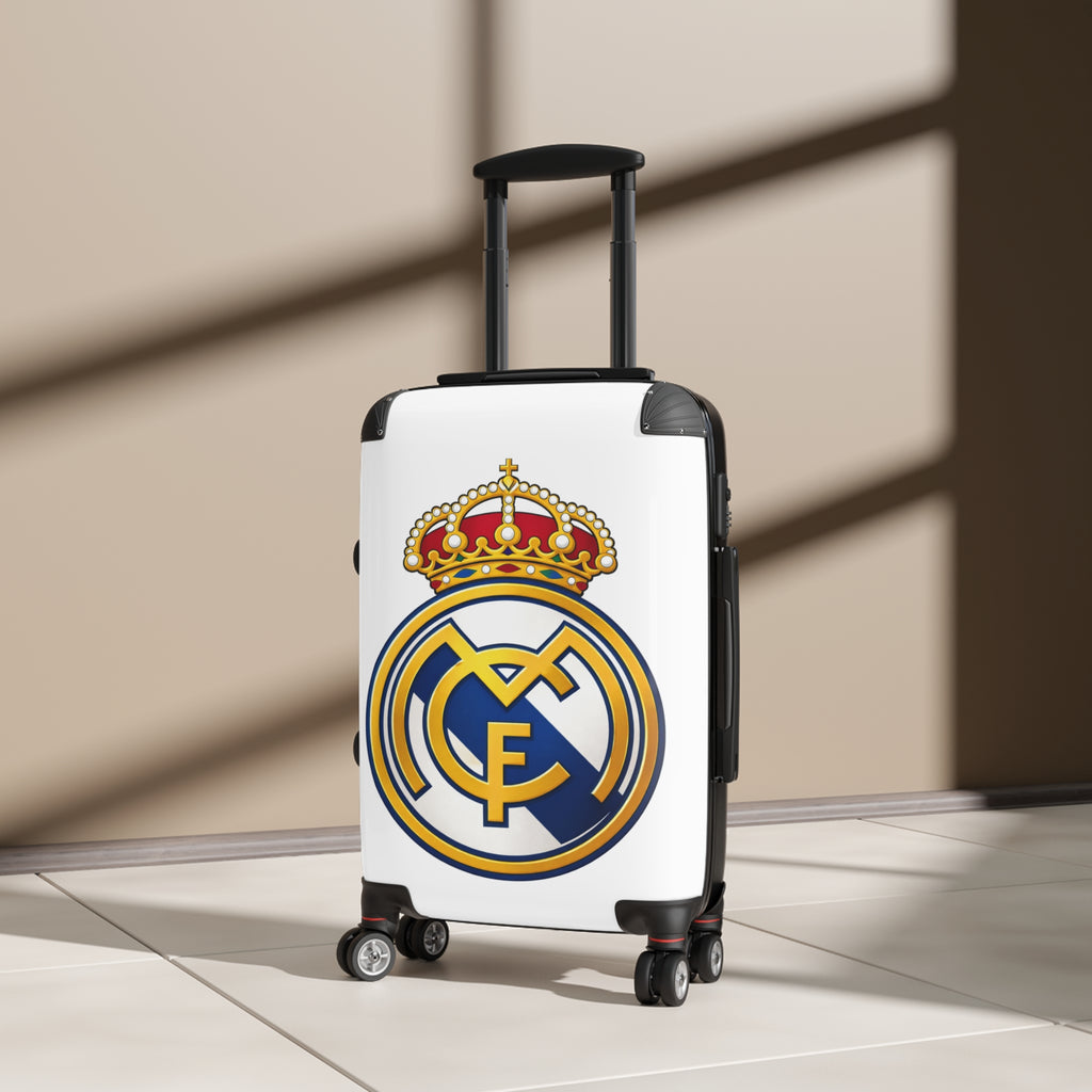 Maleta de cabina con el escudo del Real Madrid — Equipaje de viaje para aficionados al fútbol