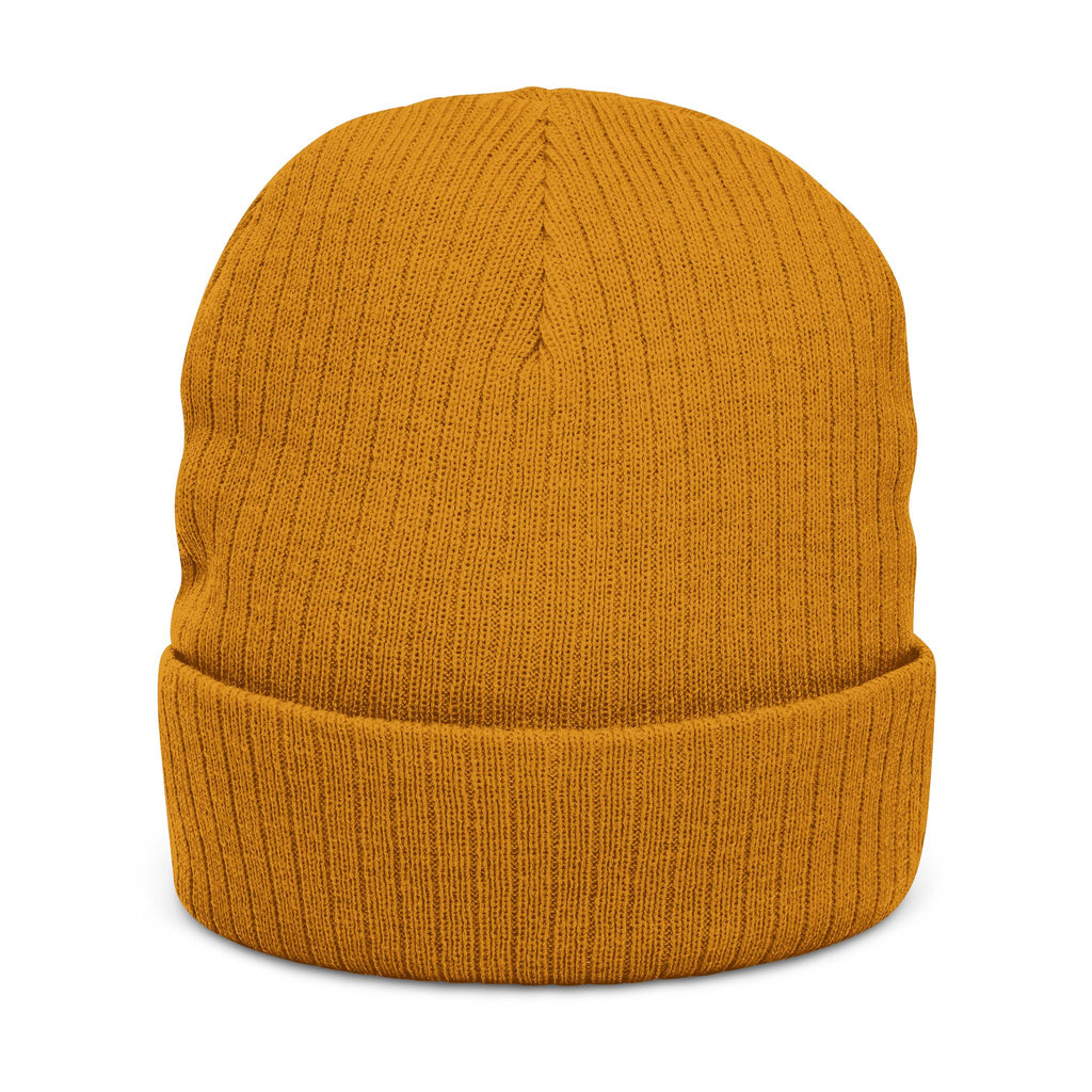 Gorro de punto acanalado bordado — Gorro de invierno con parche de flores brillantes