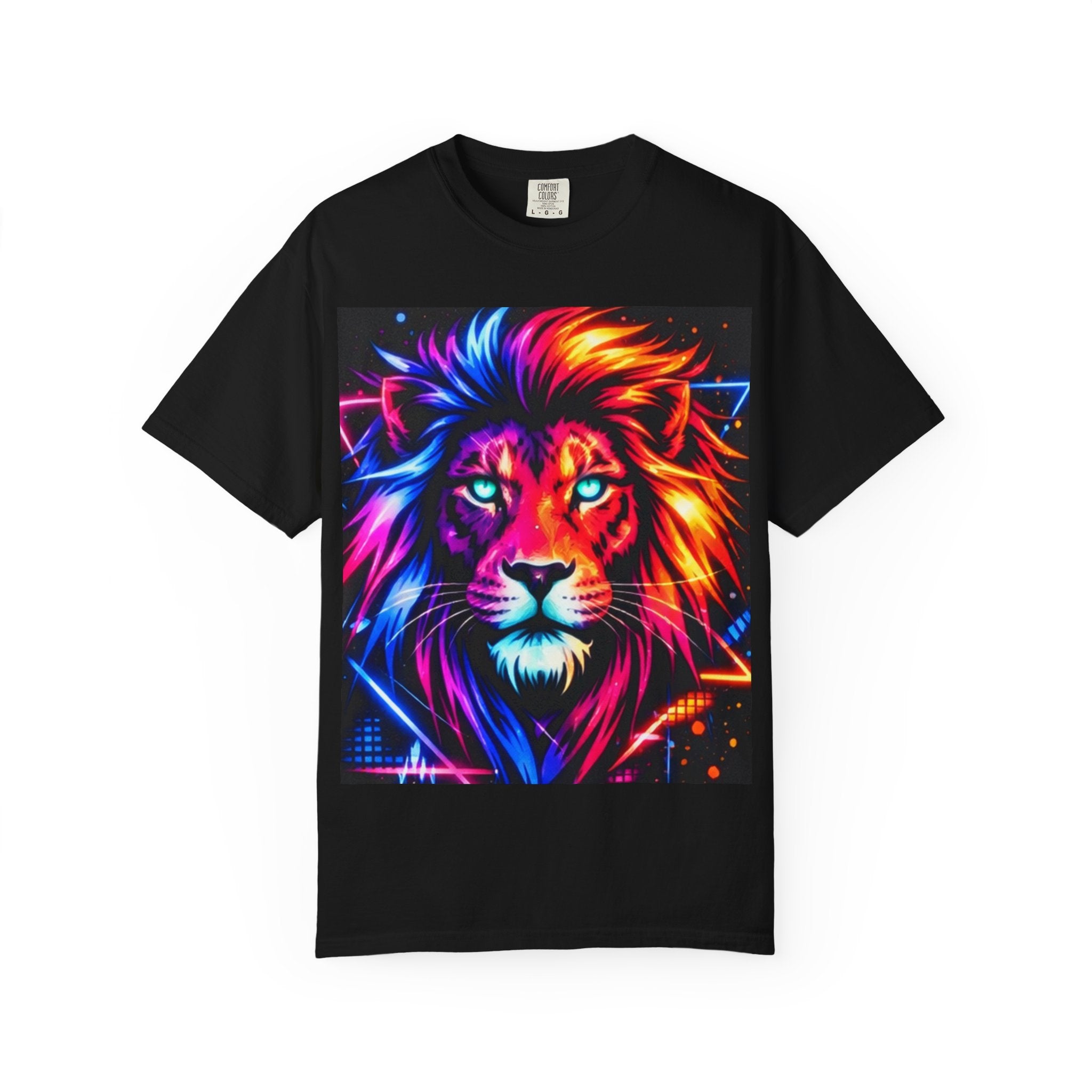 Neon Pride Lion T-Shirt — Vibrant Colorful Lion Graphic Tee