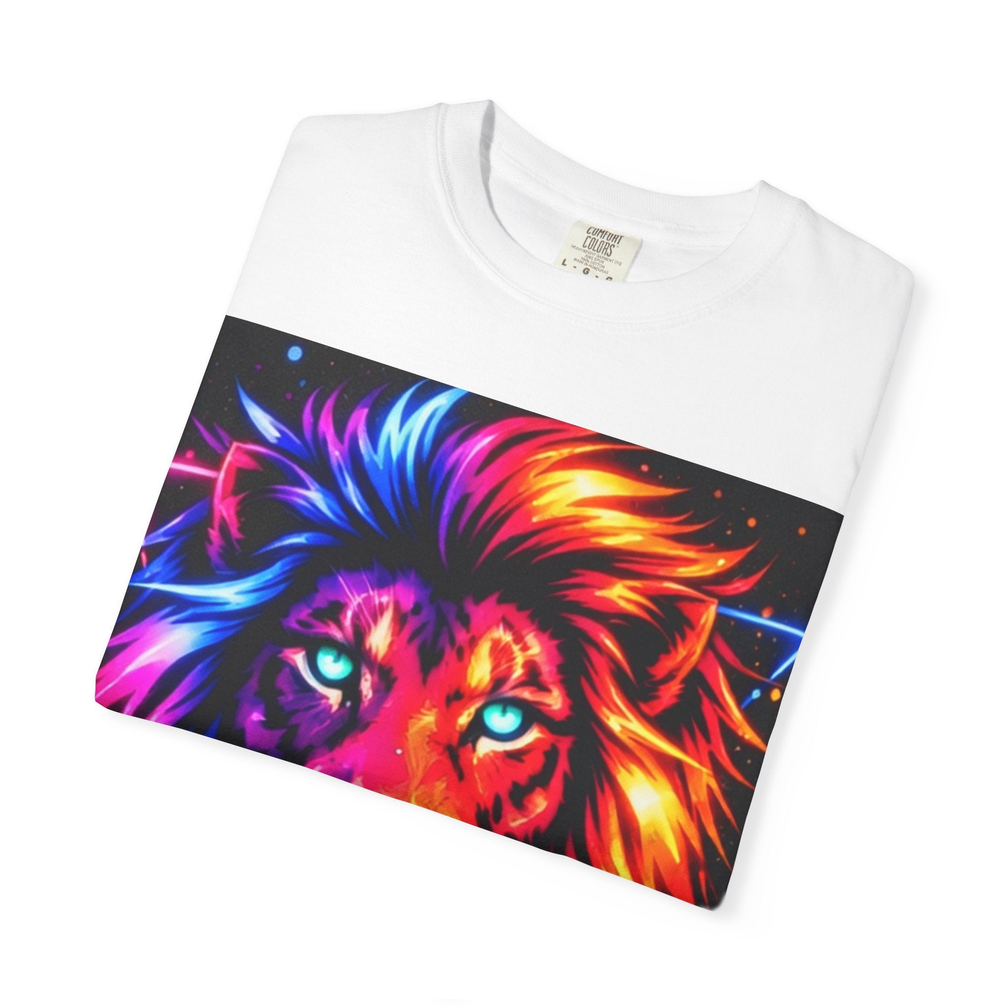Neon Pride Lion T-Shirt — Vibrant Colorful Lion Graphic Tee
