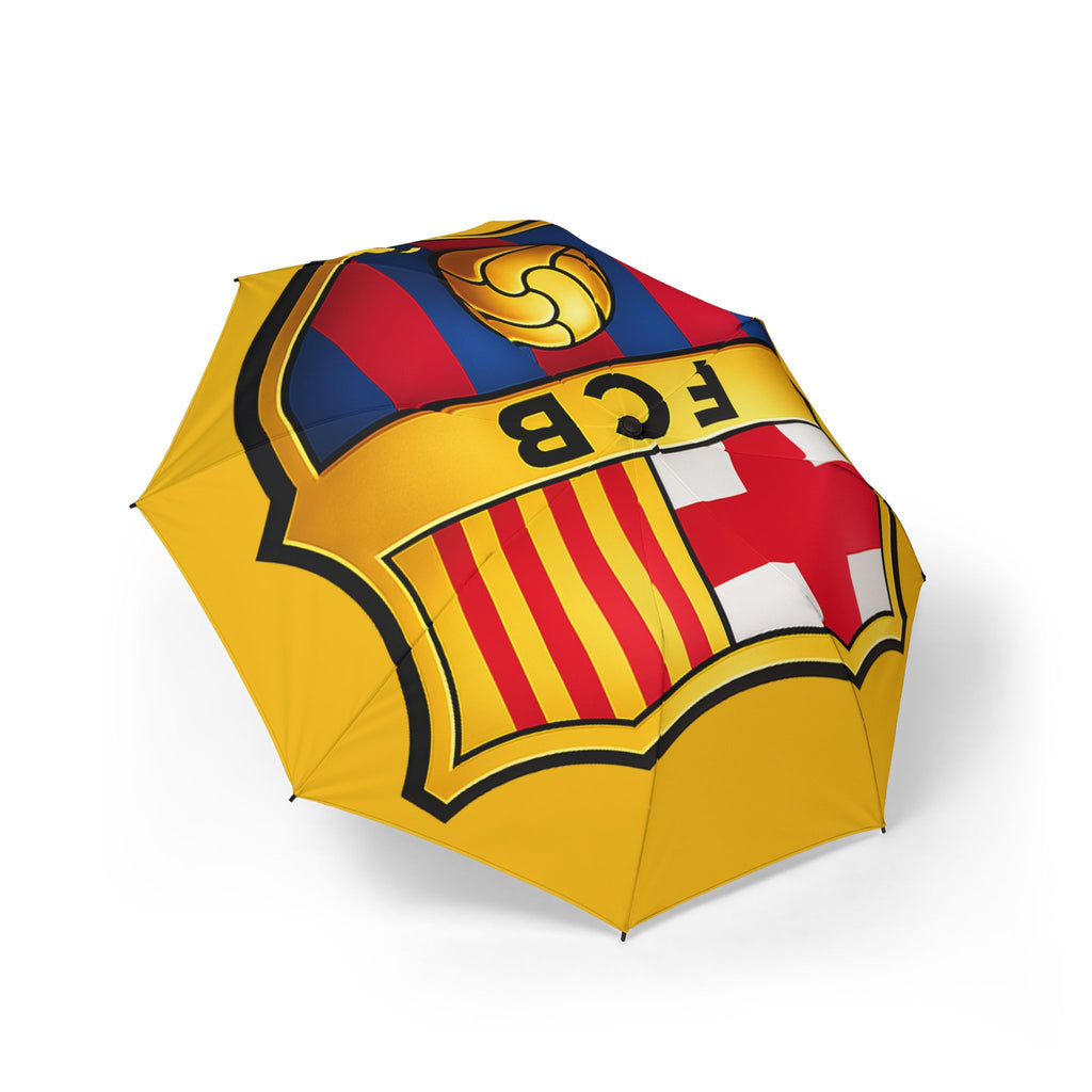 FCB Crest Foldable Umbrella — Semi-Automatic Rain Umbrella for Football Fans