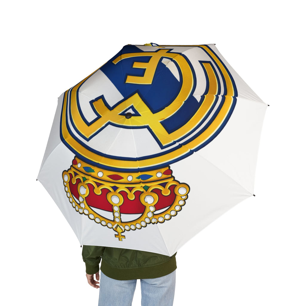 Real Madrid Crest Foldable Umbrella – Semi‑Automatic Compact Rain Protection