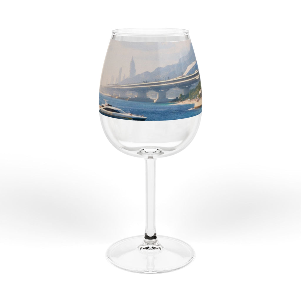 Copa de vino Coastal Harbor de 12 oz — Cristalería con paisaje costero pintoresco