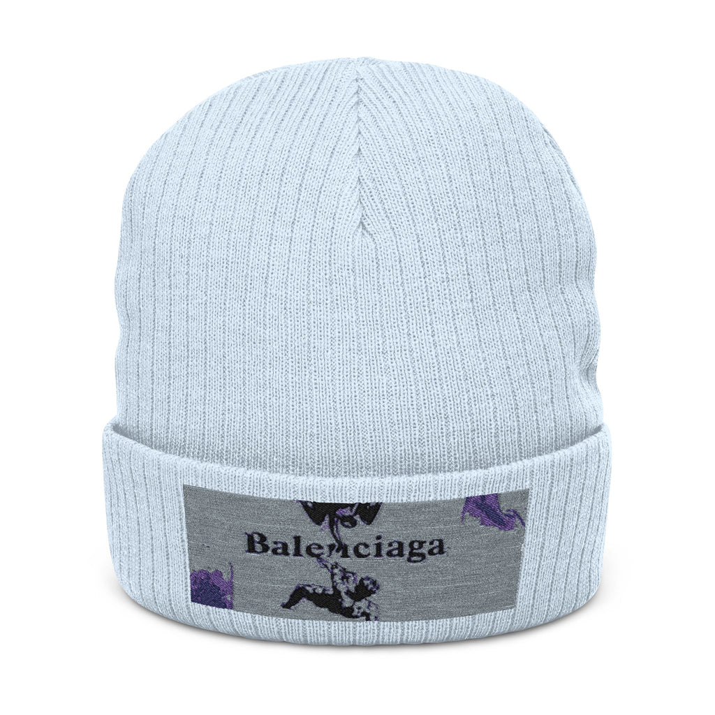 Gorro de punto acanalado bordado — Gorro de invierno con parche de flores brillantes