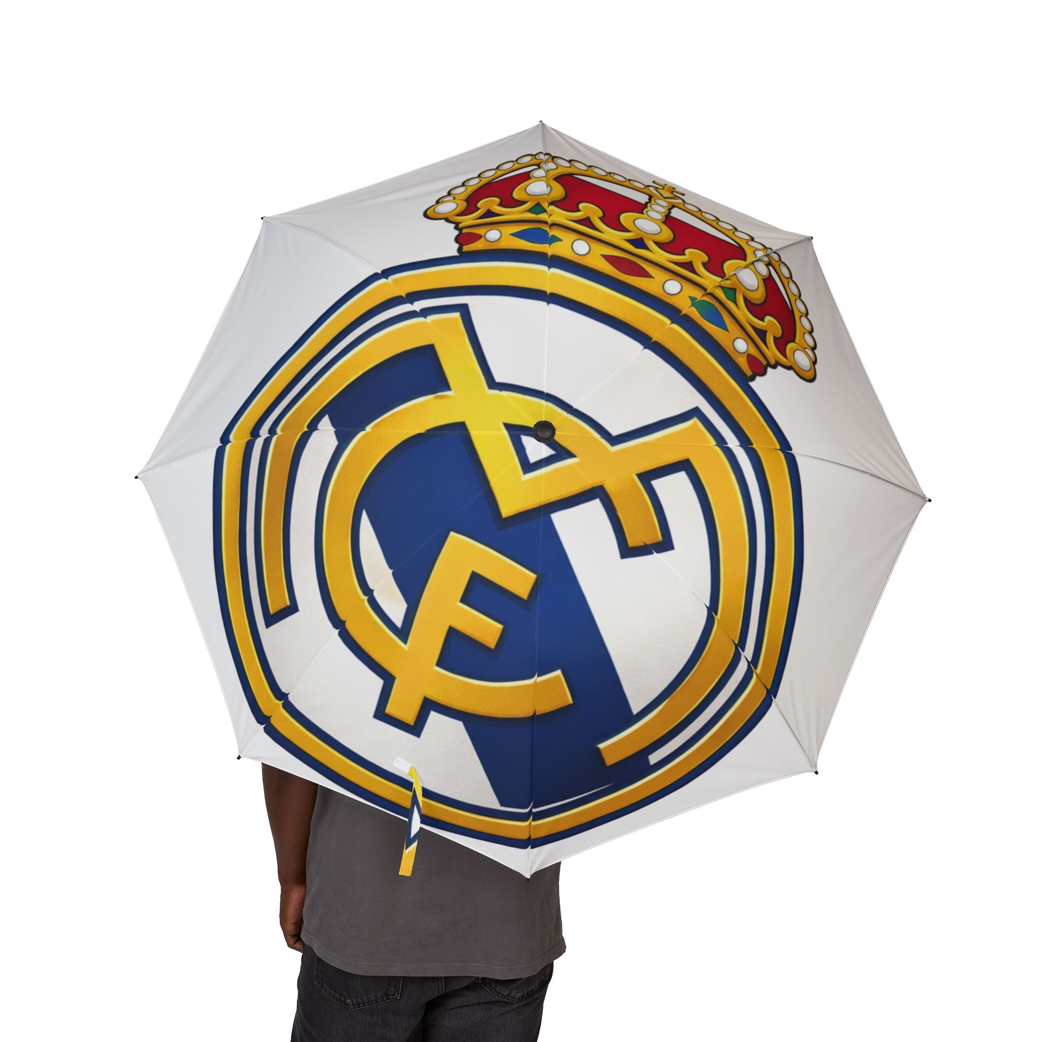 Real Madrid Crest Foldable Umbrella – Semi‑Automatic Compact Rain Protection