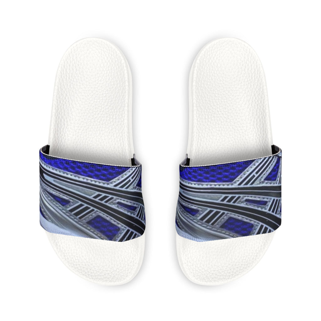 Chanclas con estampado geométrico para hombre, en azul — Sandalias para piscina y descanso con tira desmontable