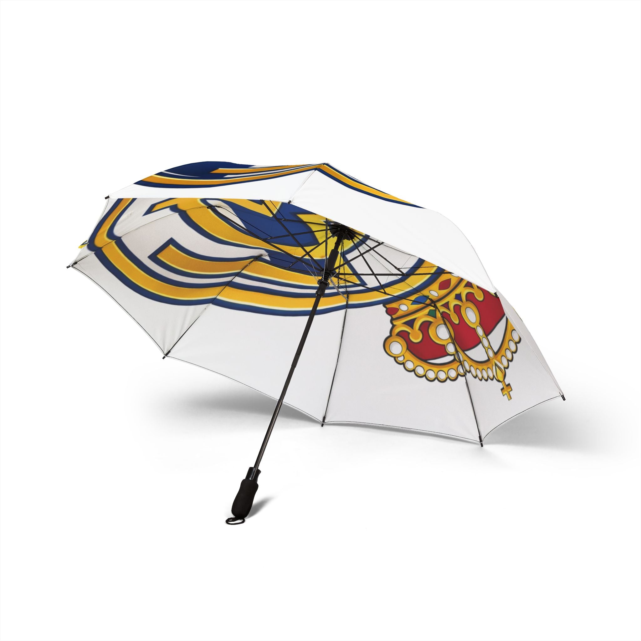 Real Madrid Crest Foldable Umbrella – Semi‑Automatic Compact Rain Protection