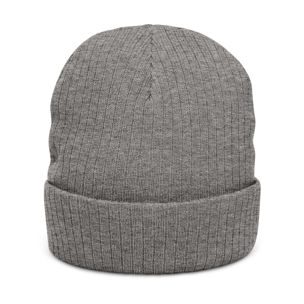 Gorro de punto acanalado bordado — Gorro de invierno con parche de flores brillantes