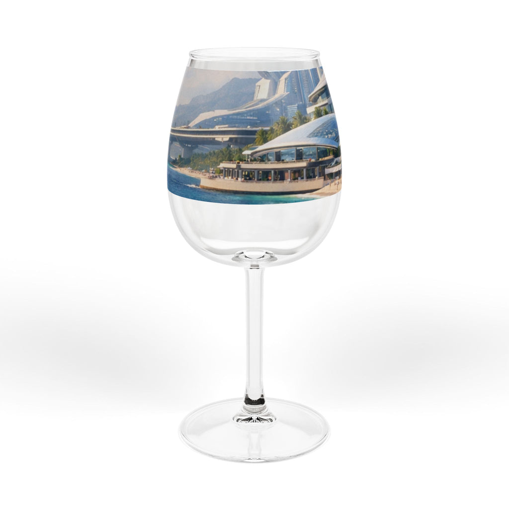 Copa de vino Coastal Harbor de 12 oz — Cristalería con paisaje costero pintoresco
