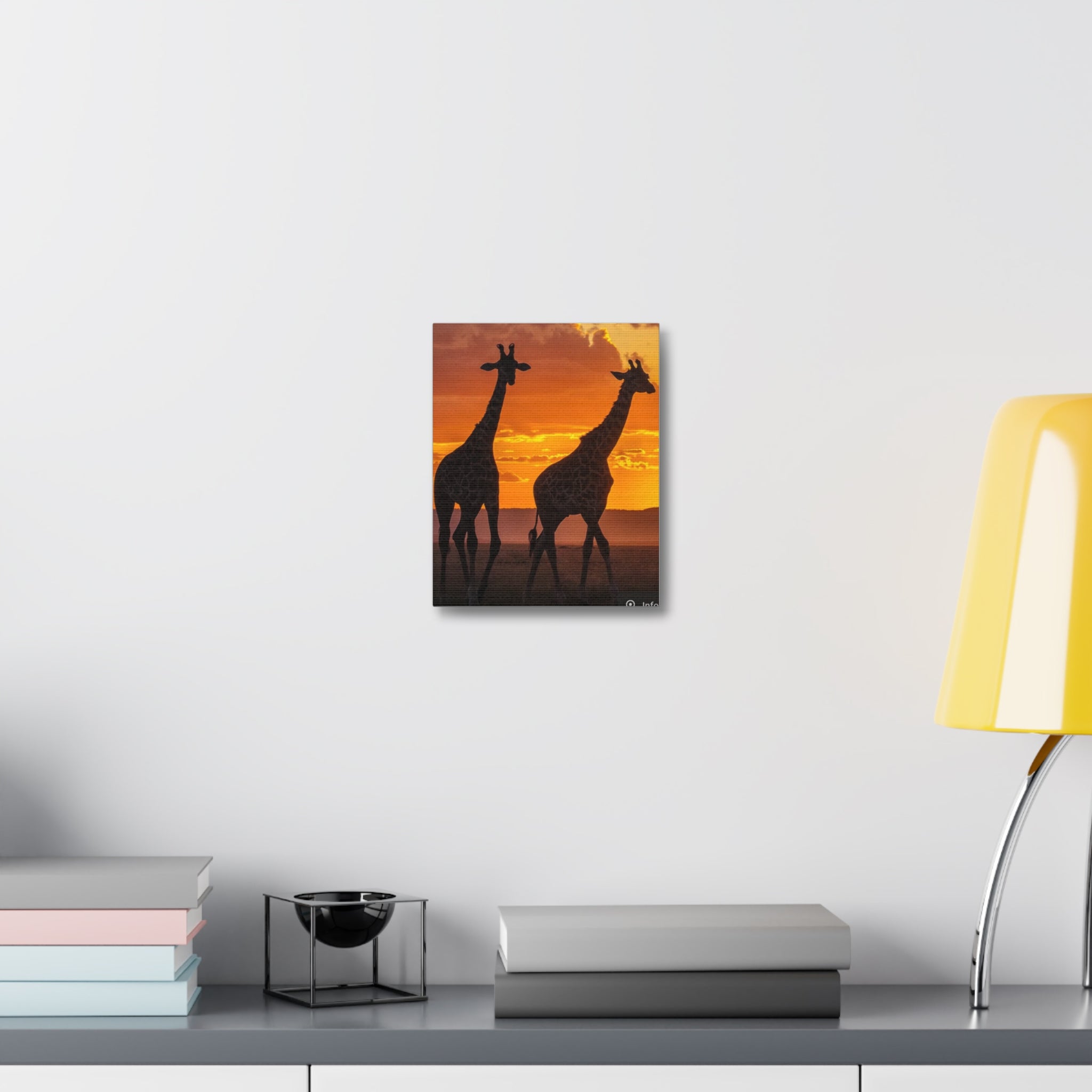 Giraffe Sunset Stretched Canvas – African Safari Wall Art