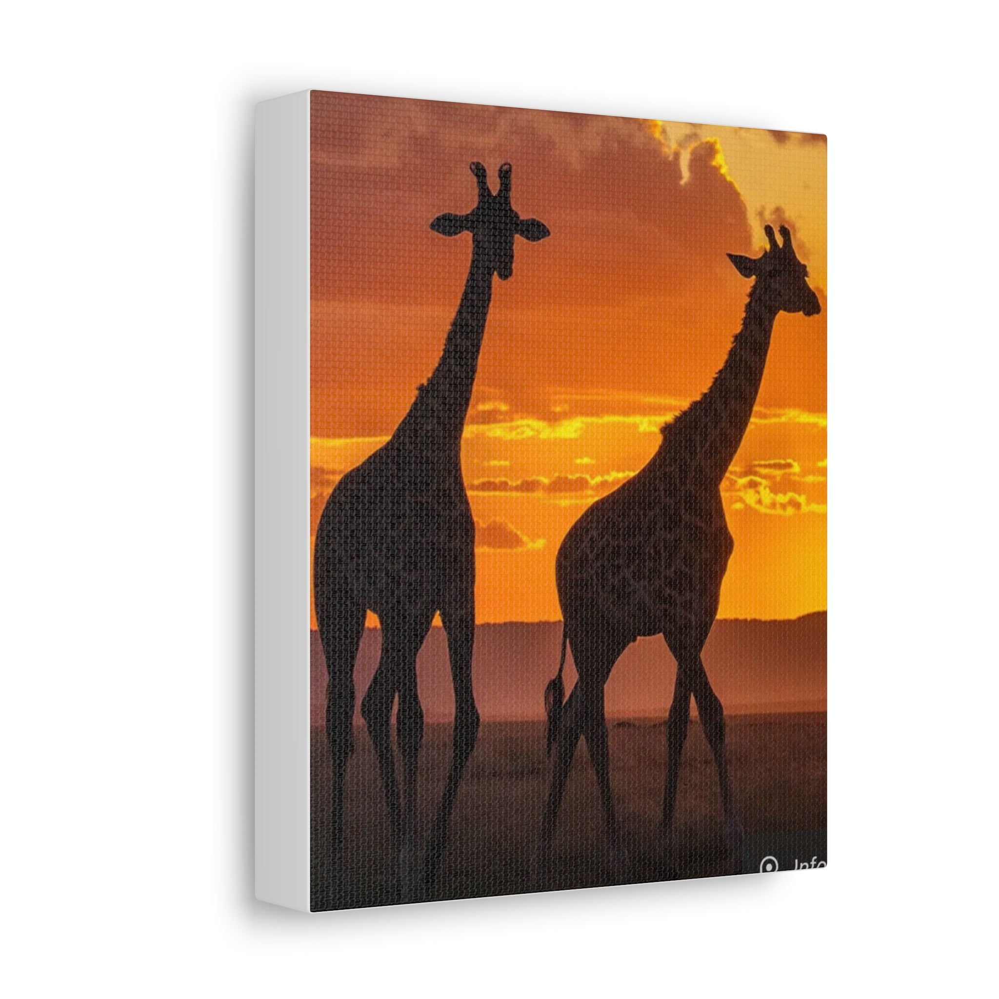 Giraffe Sunset Stretched Canvas – African Safari Wall Art