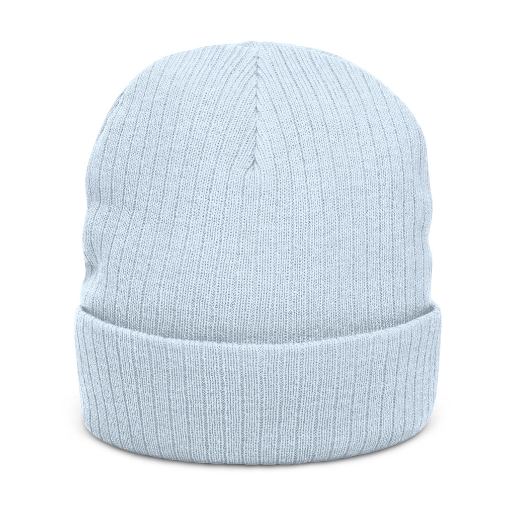 Gorro de punto acanalado bordado — Gorro de invierno con parche de flores brillantes