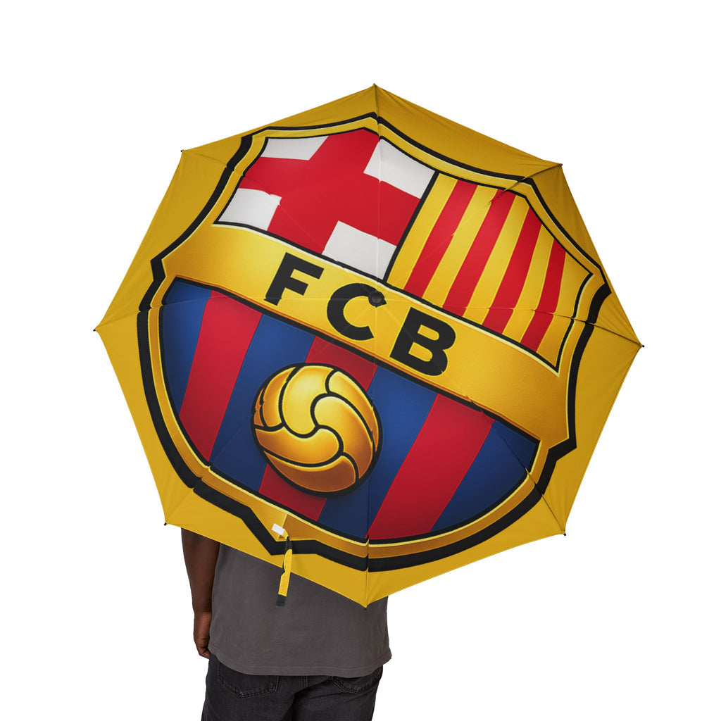 FCB Crest Foldable Umbrella — Semi-Automatic Rain Umbrella for Football Fans