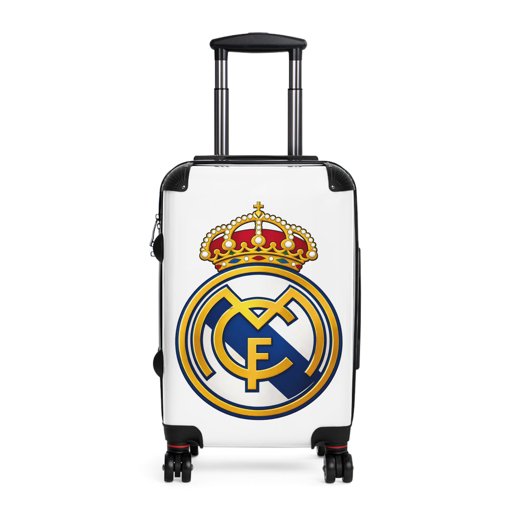 Maleta de cabina con el escudo del Real Madrid — Equipaje de viaje para aficionados al fútbol