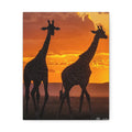 Giraffe Sunset Stretched Canvas – African Safari Wall Art
